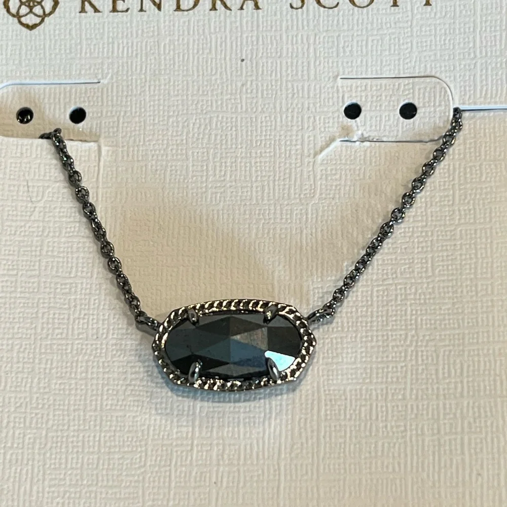 NWT Kendra Scott Elisa Hematite VERY Rare Faceted Hematite & Hematite Chain W😍W